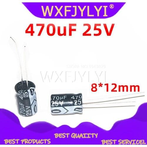 20PCS Higt quality 25V470UF 8*12mm 470UF 25V 8*12 Electrolytic capacitor