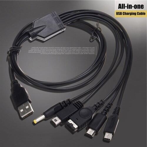 5 In 1 USB Game Charging Cable for NDS Lite / Wii U / New 3DS XL LL /2DS / GBA SP / PSP 1000 2000 3000 Charger Cable Cords
