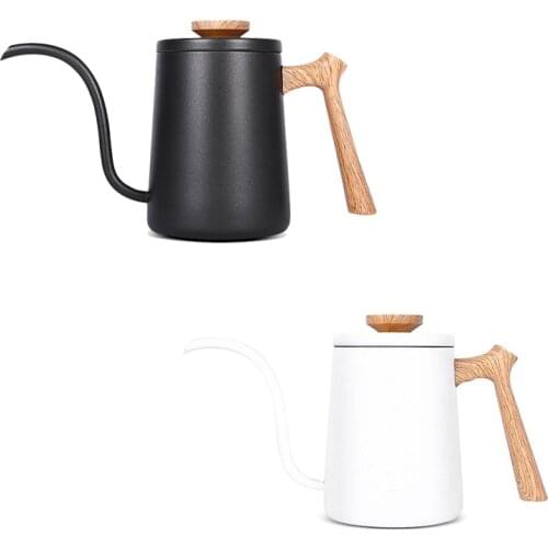 600Ml Drip Coffee Pot Drip Kettle Stainless Steel Handle Long Gooseneck Spout Drip Kettle Coffee Tea Pot