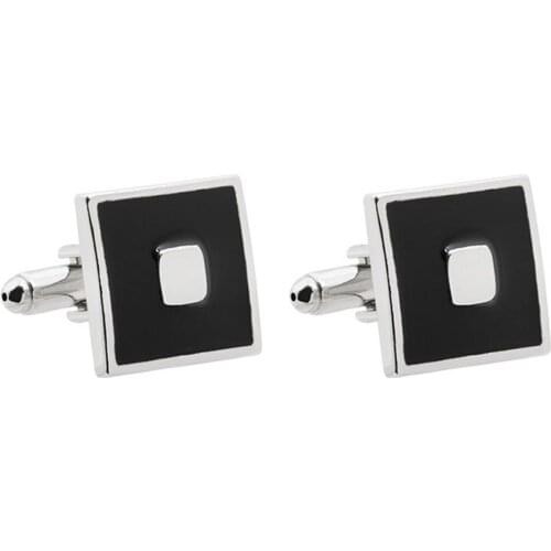 Shirt Accessories French Style Decoration Alloy Square Black Enamel Cufflinks for Meetings