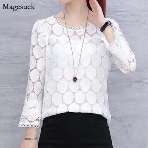 Plus Size Slim Flare Sleeve Cotton Women Blouse 2021 Autumn Solid Casual Tops Shirt Women Hollow Female Blouses Blusas 905E 30