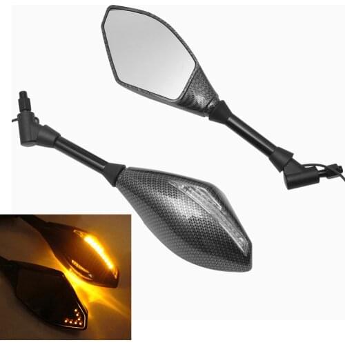 Motorcycle Side Rearview Mirror LED Light Pointed Shape Mirrors For Honda Suzuki Kawasaki Yamaha Ducati BMW Street Scooter Bike