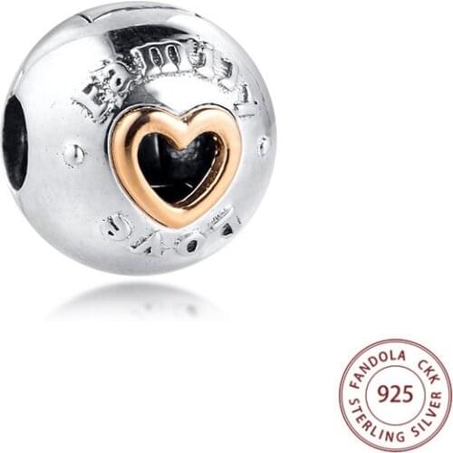 Fits Original Charms Bracelet 925 Sterling Silver Family & Love Clip Charm Beads for Jewelry Making Wholesale