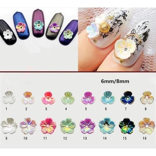 50pcs Shell Style Colorful Flowers 3D Nail Art Decorations DIY Beads Metal Rivet Jewelry Fashion Manicure Accessories