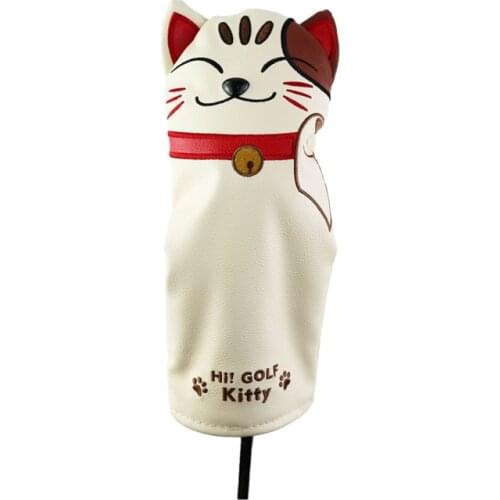 Golf Clubs Driver Fairway UT Wood Headcover Luck Cat Pu Leather With Interchangeable Adjustable Number Tag