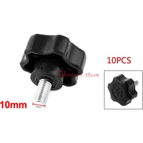 M10x20mm Male Thread Black Plastic Star Head Clamping Knob 10 Pcs