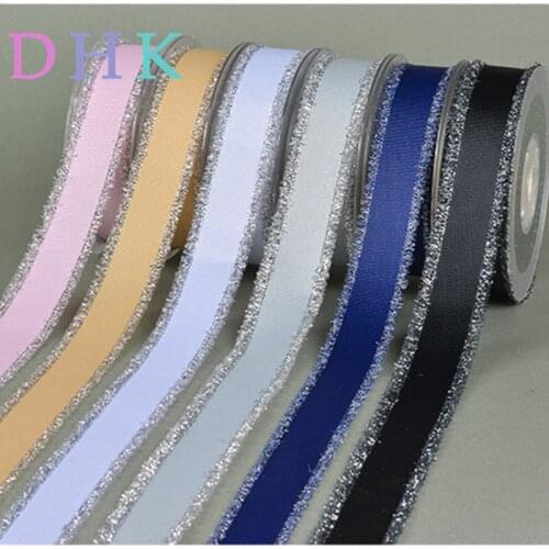 DHK 6 Color 3 size options 50yards Silver Purl Grosgrain Fringe Ribbon pick color wedding packing Accessory headwear S879