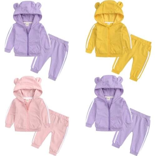 Infant 2 Pieces Suits Baby Hoodie Girls Outfits Tops Pants Set Boys Sweatshirt Childrens Autumn Tracksuits