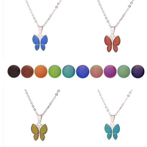 Butterfly Gemstone Color Change With Temperature Necklace Butterfly Magic Emotion Feeling Mood Pendant Necklace Jewelry