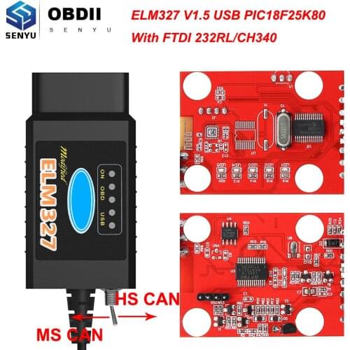 ELM 327 V 1 5 PIC18F25K80 FORScan ELM327 V1.5 USB OBD2 Scanner CH340 HS CAN/MS CAN For Ford OBD 2 OBD2 Car Diagnostic Auto Tool
