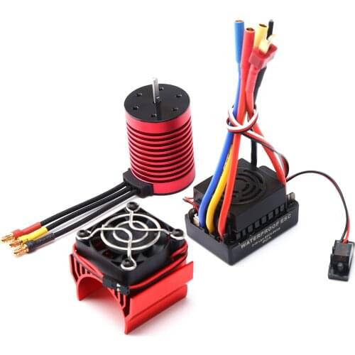 F540 Brushless Motor 4370KV RC Crawler Motor 4 Poles with 60A Brushless ESC Electric Speed Controller T Plug for 1/10 RC Car