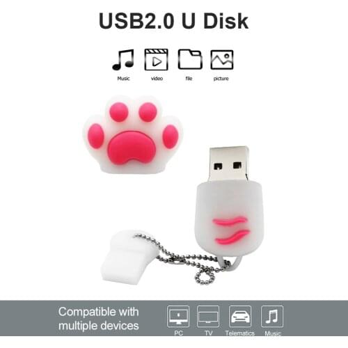 ALLOET USB Flash Drive Cute Cat Paw USB 2.0 Memory Stick Pendrive 128GB 64GB 32GB 16GB 8GB 4GB 2GB 1GB Thumb Jump Flash Drive