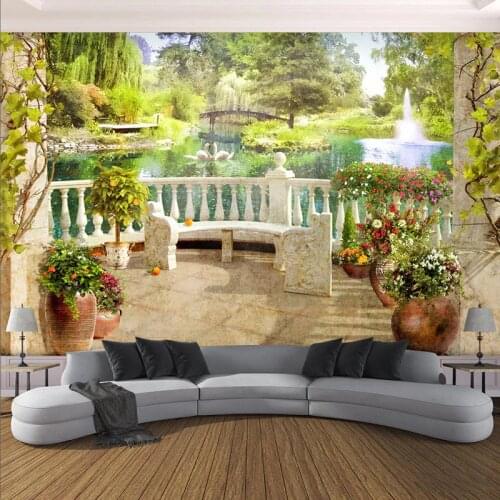 Photo Wallpaper 3D Stereo Balcony Garden Scenery Murals Living Room Dining Room Kitchen Waterproof Wallpapers Papel De Parede 3D