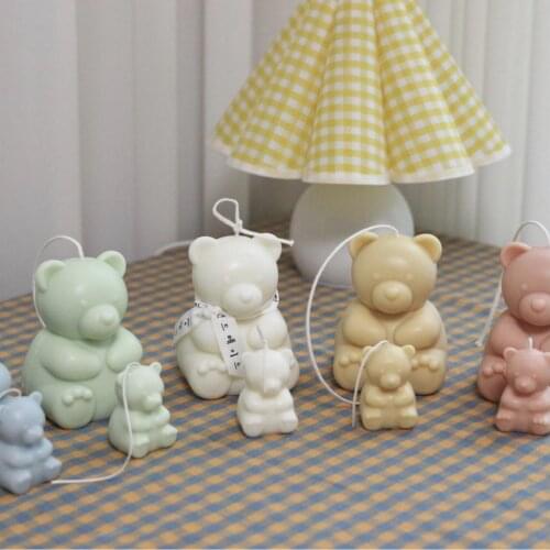 Plaster Candle Mold Lovely Bear 3D Fragrance Plaster Decor Animal Shape Fragrance Candle Silicone Molds Animal Cake Soap Mould