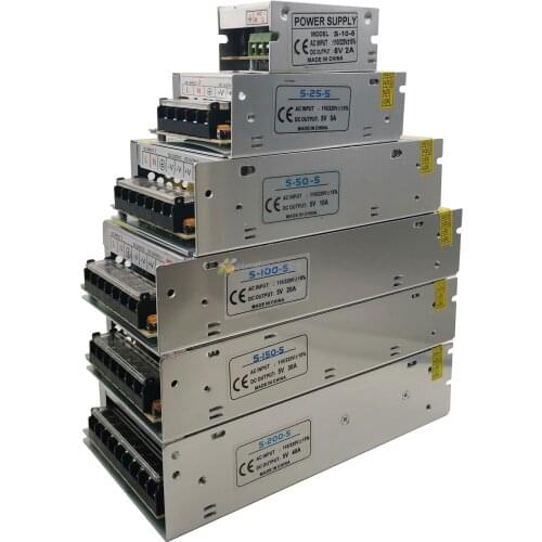 DC5V Switching Power Supply 2A 5A 10A 20A 30A 40A 60A Aluminum Transformer 10W 25W 50W 100W 150W 200W 30W 400W