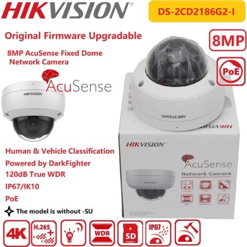 Hikvision 4K IP Camera DS-2CD2186G2-ISU AcuSense 8MP POE IR IP67 Network Surveillance Fixed Doom Built-in Microphone CCTV