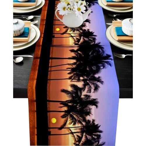 Coconut Tree Sunset The Scenery Table Runner Wedding Table Decoration Home Decor Kitchen Table Runners And Placemats