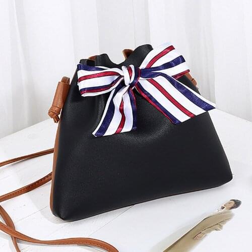 Leather Fashion Women Bowknot Bucket Bag 2021 New Design Ladies Womens Purses and Hand Bags Crossbody Bags for Women