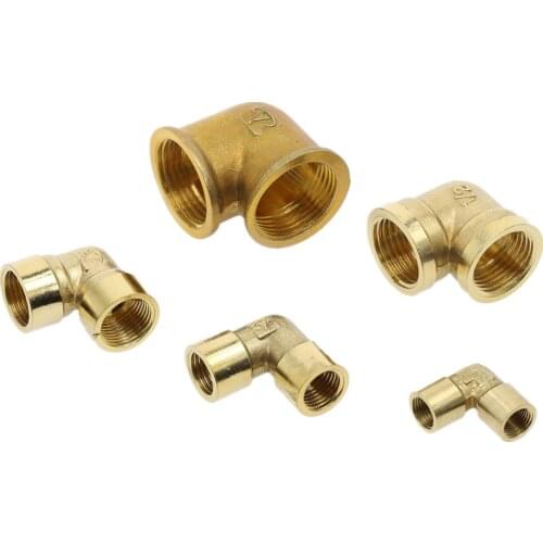 Female x Female Thread 1/8" 1/4" 3/8" 1/2" 90 Deg Brass Elbow Pipe Fitting Connector Coupler For Water Fuel Copper