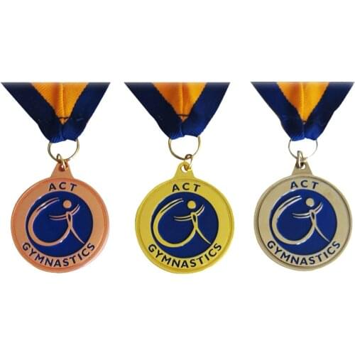 Medals custom OEM High Quality Enamel Metal gold silver copper Sport Medals with ribbons tape