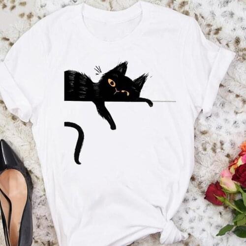 Fashion Clothes Graphic T Top Lady Print Tee T-Shirt Women Cartoon Cat Animal Pet Love 2021 Cute Summer Female Tshirts