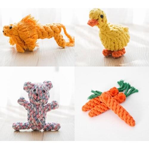 Pet Molar Cotton Rope Toy Cute Carrot Duck Lion Bear Shape Dog Chewing Toy Outdoor Tossing Game Puppy Teeth Cleaning Dogs Suppli