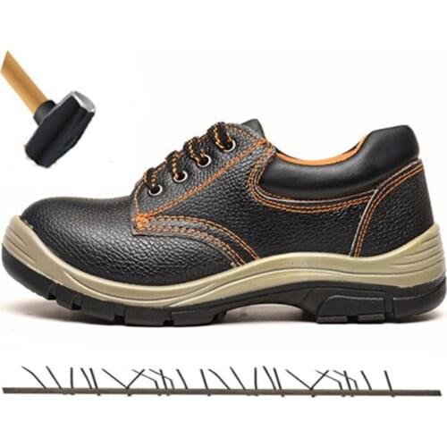 Men Genuine Leather Waterproof Breathable Work Safety Shoes Low To Help with Non-slip Work Boots Outdoor Steel Toe Cap Shoes Men