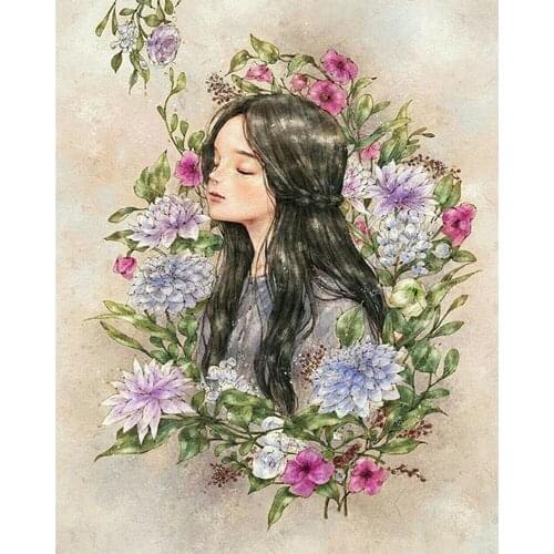 Cross Stitch Kit DIY Diamond Embroidery Girls and flowers Full Square/round Diamond Painting Mosaic Home Decor