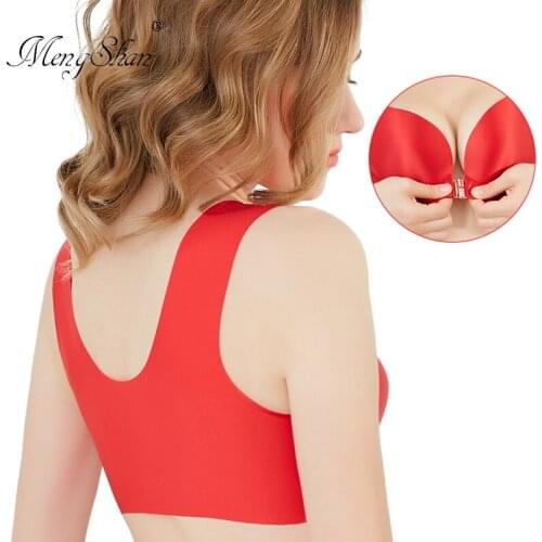 MengShan Big underwear front buckle back Increase in fat mm big size bra Sleep movement Ring-free back waistcoat plus size bra