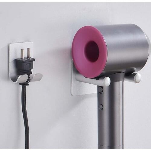 New Bathroom Waterproof Black Silver Aluminium Metal Rack Storage Hanger Shelf Bracket For Dyson Hair Dryer Holder