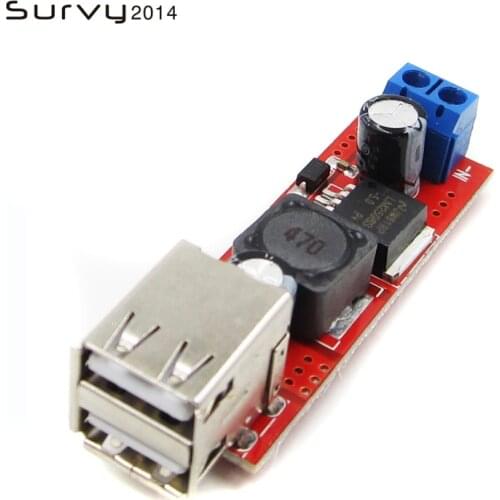 DC 6V-40V To 5V 3A Double USB Charge DC-DC Step Down Converter Module For Vehicle Car Charger LM2596 Dual Two USB