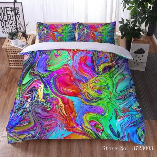 Bedclothes 3-piece Set 3D Marble pattern Colorful Digital Printing Childrens Comforter Bedding Quilt Cover Set Bedspread