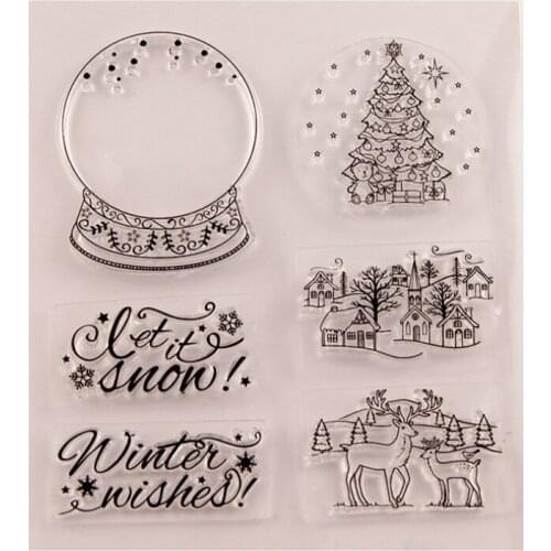 Christmas Crystal Ball Transparent Clear Silicone Stamp Seal DIY Scrapbook Rubber Stamping Coloring Diary Decoration Reusable