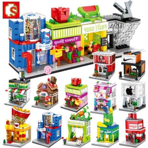 Sembo Mini City Street Coffee Pizza Hut Shop Store Restaurant China Town Set 3D Model Blocks Building Toy for Children no Box