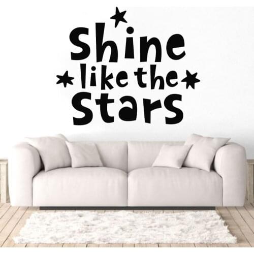 Shine Like The Star Wall Sticker Word Text Design For Kids Room Decoration A001715