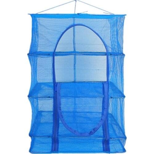 Foldable 4 Layers Drying Net Fish Net Drying Rack Hanging Vegetable Fish Dishes Dryer Net PE Hanger Fish Net(Small)