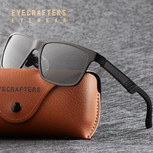 Eyecraftes Mens Polarized Sunglasses Aluminum Magnesium SunGlasses Driving SunGlasses Retro Black Mirrored Coating Lens Eyewear