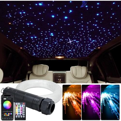 DC12V 6W RGB Car Roof Star Lights LED Fiber Optic star ceiling Light kits 2M 0.75mm 100~380pcs Optical fiber with RF control