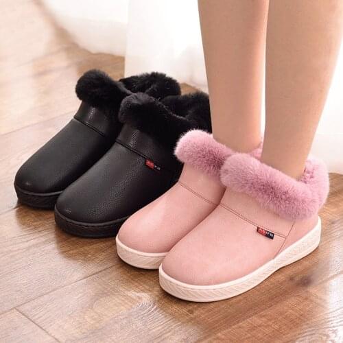 Women Men Boots Waterproof Winter Warm Fur Ankle Couple House Thick Soled Cotton Shoes Ladies Girls Boys Botas Mujer Zapatos