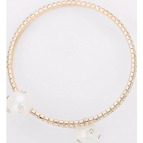 YFJEWE fashion new L hot-selling exquisite classic pearl full rhinestone adjustable hand ring bracelet #B096