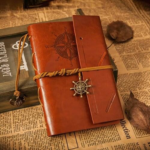 A6/B5 Spiral Vintage Pirate Notebook PU Leather Traveler Journal Loose-leaf Diary Weekly Planner Stationery Set New Years Gift