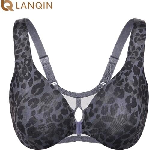 Womens Printed Front Closure Racerback Underwire Full Coverage Non-padded T-shirt Bra Sheer Back
