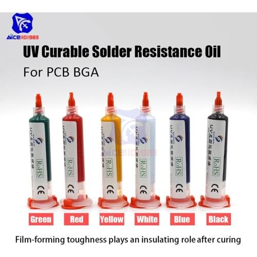 10cc UV PCB BGA Solder Resist UV Curable Soldering Resistance Oil Great Mast Repair Paint Green/Blue/Black/Red/Yellow/White