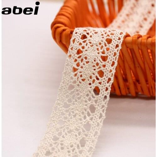 3.5cm wide 5yards/lot Beige Cotton Lace Trims Sewing Accessories Dress Hometexile Embellishment Scrapbooking Lace