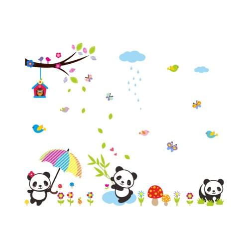 3D Cartoon Panda animal butterfly Wall Stickers for kids baby rooms nursery decoration Mural Art Decals home decor sticker