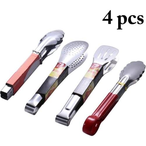 4 PCS Food Tongs Stainless Steel Nonstick Serving Tongs Barbecue Tongs for Home Cooking Clip Clamp BBQ Salad Tools