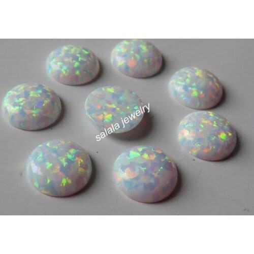 50pcs/lot OP17 10mm Round Cabochon Opal Synthetic Round Snow White Cabochon Opal Stone white round opal