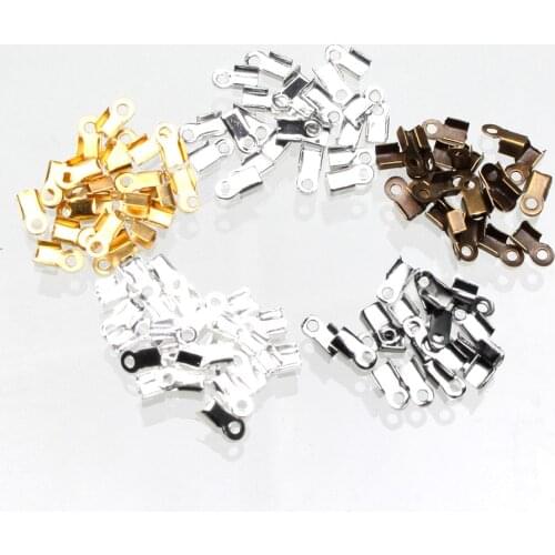 6-12mm 200pcs Leather Cord End Caps Beads Clasps Crimp Beads Alloy Silver/Gold/Antique Bronze Color Connector Jewelry Making DIY