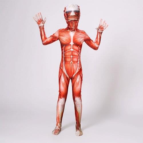 Free Shipping Kid shingeki no kyojin Cosplay Costume Zentai Suit Mens Superhero Muscle Catsuit for Birthday Party Halloween