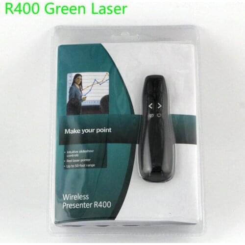 Logitech R400 Wireless Presenter Bright 5MW Green Laser Pointer 2.4 GHz Wireless USB Receiver UP to 50-foot Range Plug-and-play